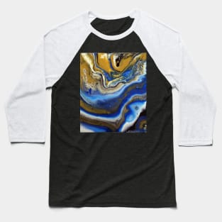 Photo Abstract Blue / Gold Acrylic Painting Baseball T-Shirt